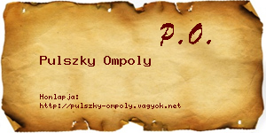 Pulszky Ompoly névjegykártya